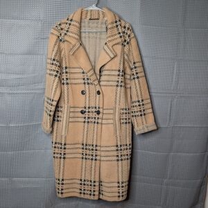 Tahari Tan Plaid Trench Coat